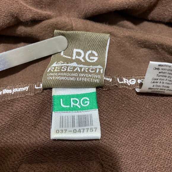 LRG Lifted Research Group Hoodie Mens M Brown Full Zip Pockets Grass Roots - Picture 9 of 13